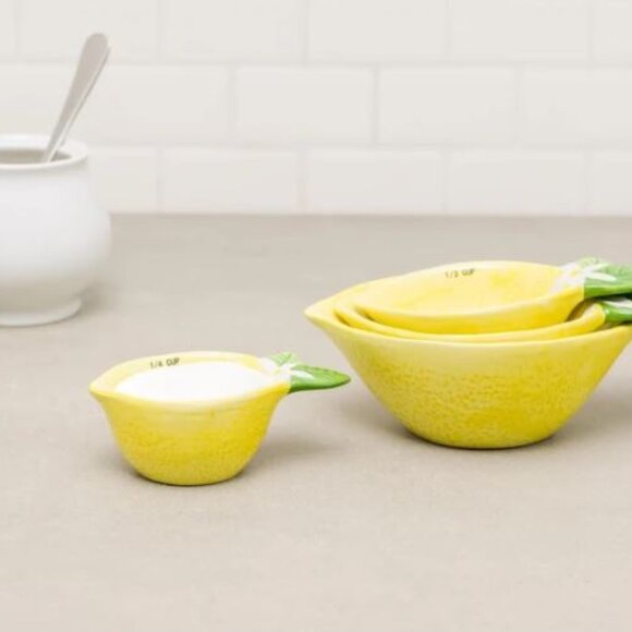 NWT TEN STRAWBERRY STREET 4pk Dolomite Lemon Measuring Cups - Picture 7 of 14